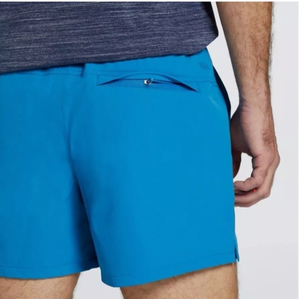 Men's Athletic Drawstring Shorts - Blue - Picture 4 of 8